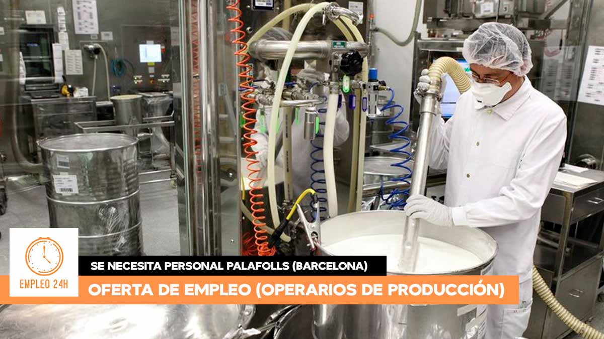 Se necesitan 2 operarios en Palafolls (Barcelona) para trabajar en su planta química